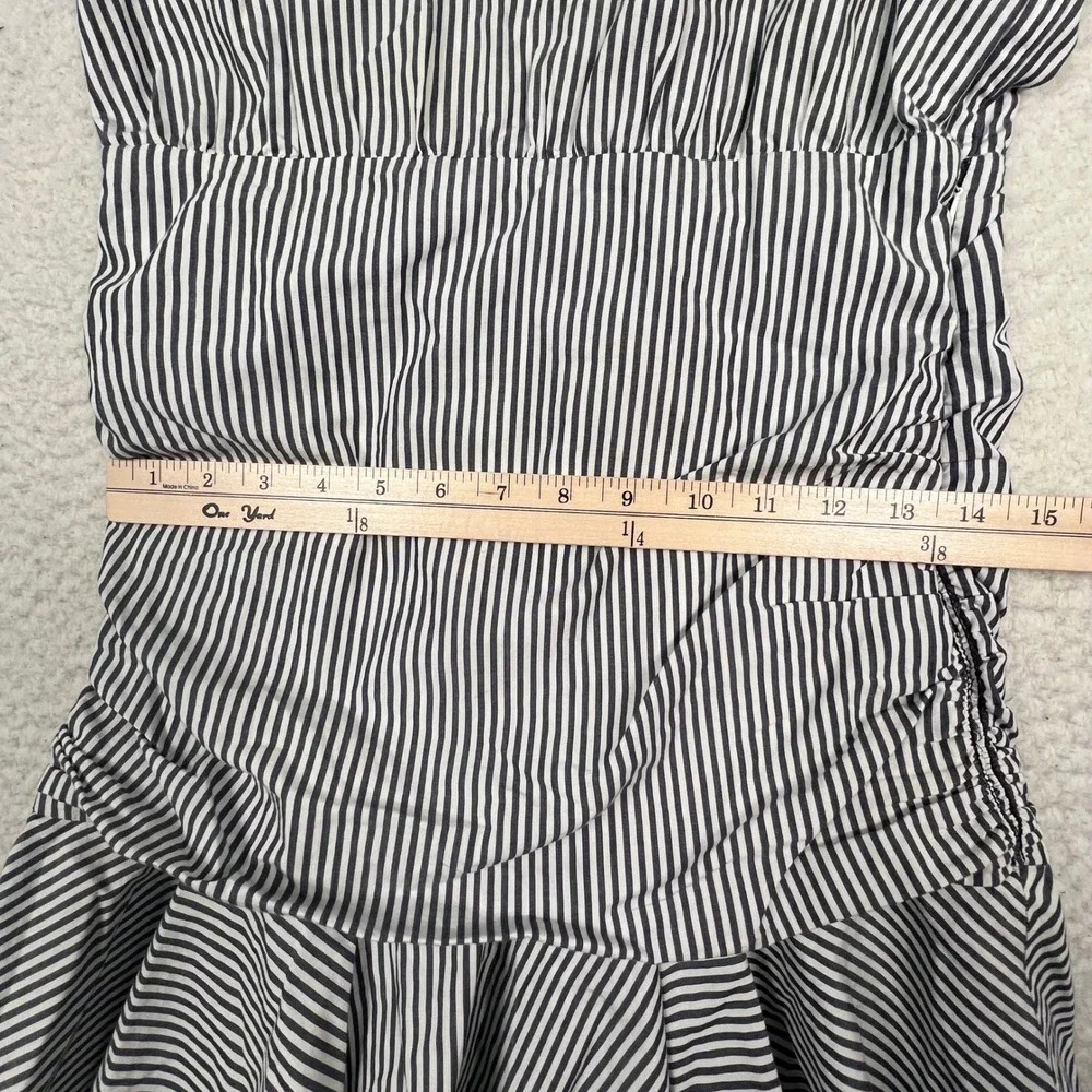 Veronica‎ Beard Jeans XS Blue Striped Everett Dress Ruched Ruffle Mini